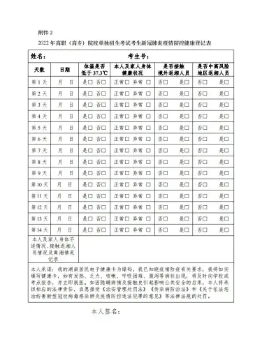 湖南省2022年高职（高专）院校单独招生考试时间安排公告和考生防疫须知(附件下载)(图6)